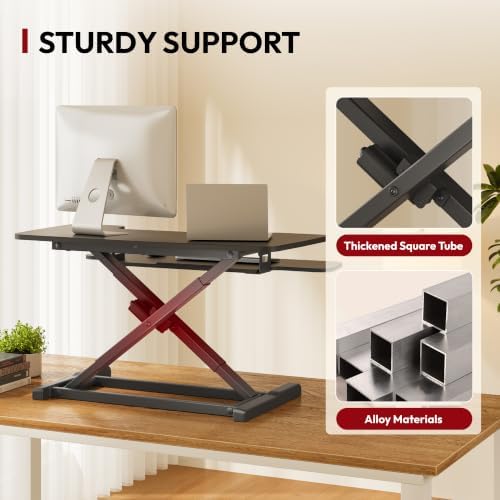 SANODESK 35" Electric Standing Desk Converter,Height Adjustable Riser for Office Home, Monitor and Laptop Workstation with Large Keyboard Tray, Black Color - Image 6