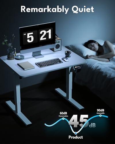 Small Electric Standing Desk, Gaming Desk, 31.5x24 Inch, White - Image 6