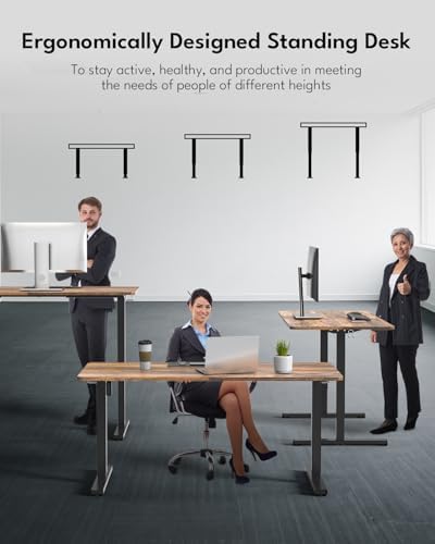 Large Electric Standing Desk, Gaming Desk, 55x24 Inch, Rustic Brown - Image 3