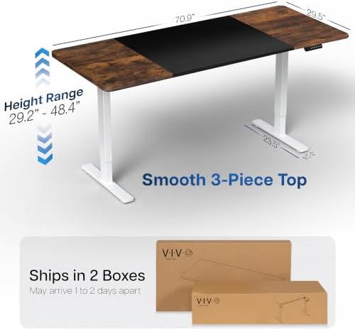 VIVO Black/Vintage Brown 71 x 30 in Standing Desk, DESK-KIT-1W7BN - Image 4