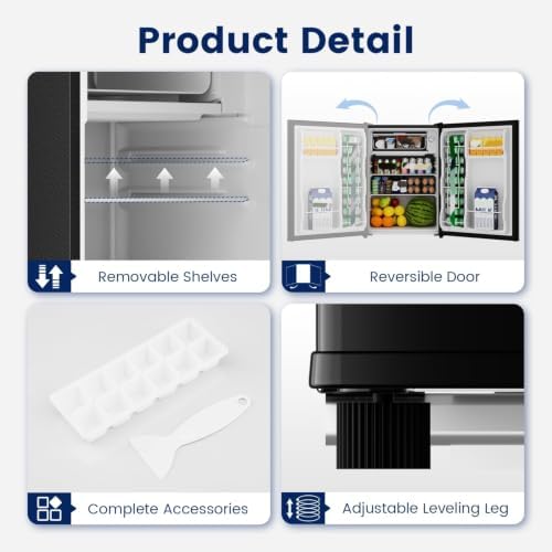 BANGSON 2.6 Cu Ft Small Fridge with Freezer for Office Black - Image 5