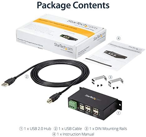 StarTech 4-Port Industrial USB 2.0 Hub, Metal, Expander, TAA (ST4200USBM) - Image 6