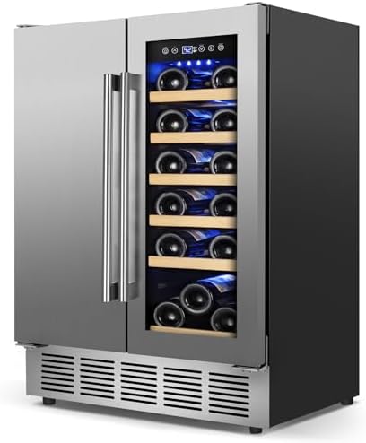 FoMup Wine and Beverage Refrigerator Undercounter, 24 Inch Beverage and Wine Cooler Dual Zone with Upgraded Cooling, 18 Bottles and 57 Cans Large Capacity Beverage Fridge for Outdoor Kitchen by FoMup