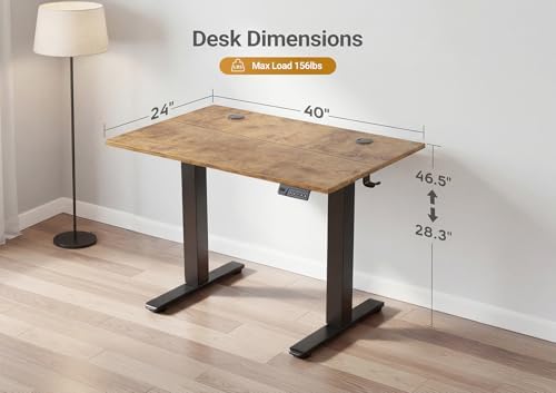 YDN Electric Standing Desk, 40x24 Inch, Rustic Brown - Image 3