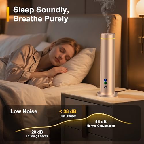 Maromalife Waterless Diffuser, Essential Oil Diffuser, 1000 Sq.Ft Coverage Scent Diffuser – Plug-in Only, Adjustable Mist, Remote, Mood Lights for Home & Office, Large Room, Hotel, Gold - Image 3