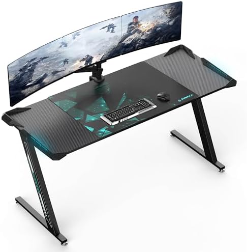 EUREKA ERGONOMIC Gaming Desk, 60 Inch Computer Desk with RGB LED Lights by EUREKAERGONOMIC