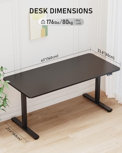 63" Large Electric Standing Desk Adjustable Height for Home Office - Image 3