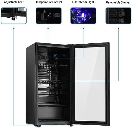 Saeoola Beverage Refrigerator, 4.5 Cu.ft Mini Fridge with Double Glass Door, Cooler for Soda, Beer or Wine for Home, Office or Bar with Adjustable Removable Shelves (Black) - Image 4