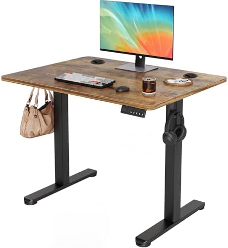 YDN 35 x 20 Inch Rustic Brown Electric Standing Desk by YDN
