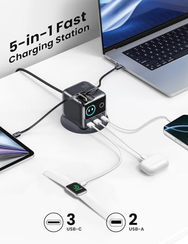 JOYROOM 140W Charging Station, GaN Desktop Charger Retractable Charger - Image 2