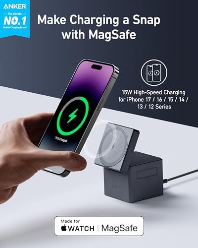 Anker 3-in-1 Cube MagSafe Compatible 15W Foldable Charging Station - Image 2