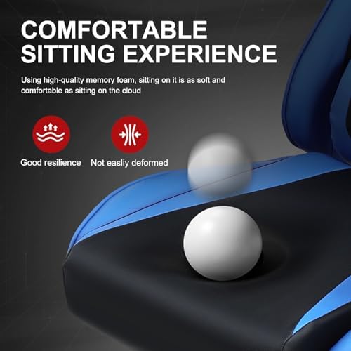 GTPLAYER Gaming Chair with Footrest, Ergonomic Computer Game Desk Chair, Reclining Gamer Chair Seat Height Adjustment, Swivel Rocker with Headrest and Lumbar (Blue) - Image 5