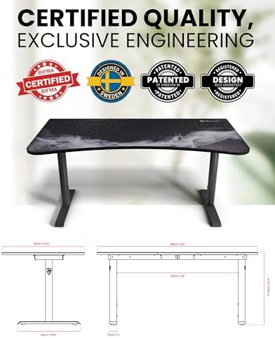 Arozzi Arena Special Edition Ultrawide Curved Gaming and Office Desk with Full Surface Water Resistant Desk Mat Custom Monitor Mount Cable Management Cut Outs - Gunmetal Galaxy - Image 6