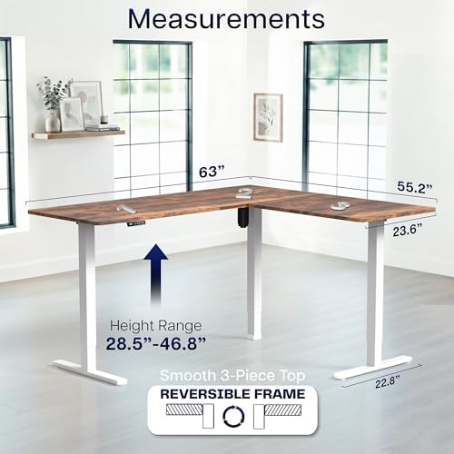 VIVO Rustic Vintage Brown 63 x 55 in Corner Standing Desk, DESK-E3CTWN - Image 5