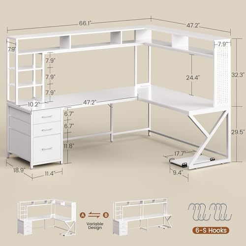 SEDETA Corner Gaming Computer Desk with Storage Drawers, Hutch, LED Lights - Image 2