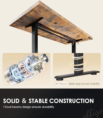 OffiGo 79" Executive Electric Standing Desk Height Adjustable, Rustic Brown - Image 6