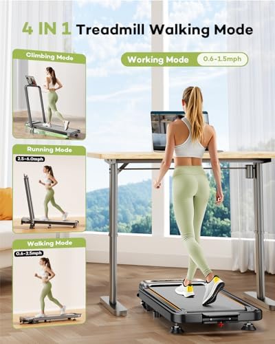 Foldable Walking Pad Treadmill with 12% Incline Upgrade 3.5HP Low Noise Walking Pad Treadmill with Handle Bar 4 in 1 Under Desk Treadmills for Home/Office, 350Lbs Capacity, APP & Remote Control - Image 3