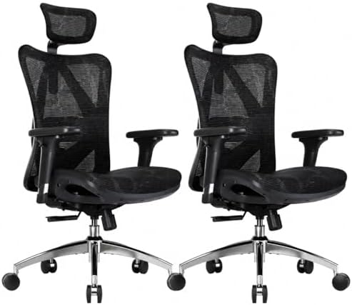 SIHOO M57 Ergonomic Mesh Office Chair, High Back Home Desk Chair with 3D Armrests, Lumbar Support and Adjustable Headrest, Comfortable Computer Chair, Big & Tall Office Chair Hold 330 LBS-Ebony by SIHOO