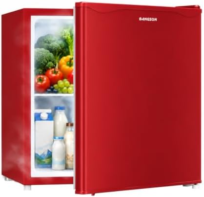 BANGSON 1.7 Cu.Ft Mini Fridge with Freezer for Dorm Office, Red by LiveFreshLiveUnrushed