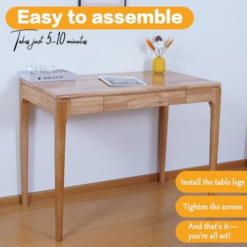 Solid Wood Desk,Study Home Office Desks,Computer Desk for Small Spaces - Image 4