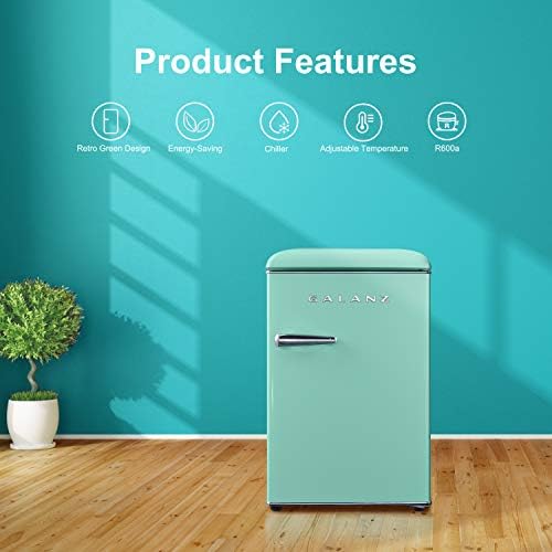 Galanz GLR25MGNR10 Retro Compact Refrigerator, Mini Fridge with Single Doors, Adjustable Mechanical Thermostat with Chiller, Green, 2.5 Cu Ft - Image 3