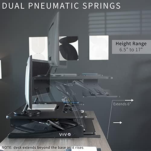 VIVO 36 inch Height Adjustable Stand Up Desk Converter, V Series, Quick Sit to Stand Tabletop Dual Monitor Riser Workstation, Black, DESK-V000V - Image 5