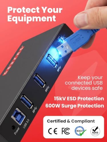 Gearmo 4 Port USB Hub, Mountable USB 3.0 Hub Expander (GM-HU34) - Image 7