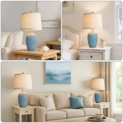 AIEAMPDO 21'' Set of 2 Coastal Small Ceramic Lamps for Bedroom - Image 5