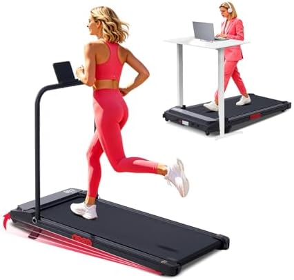 Small Treadmill for Home, Walking Pad Treadmill with Incline and Handle Bar, 3.0HP Electric Under Desk Treadmill for Small Space, 0.6-7.6MPH Portable Mini Exercise Treadmills, 350LBS Capacity by Potupus