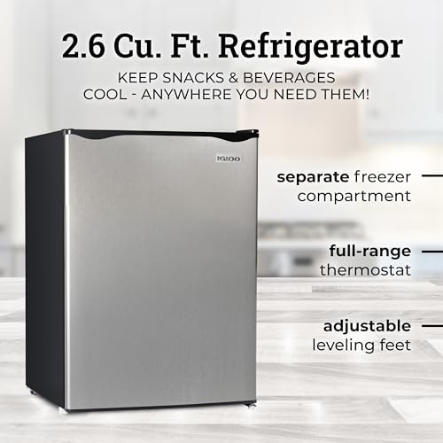 Igloo 2.6 Cu.Ft Mini Fridge with Freezer, Platinum - Image 2