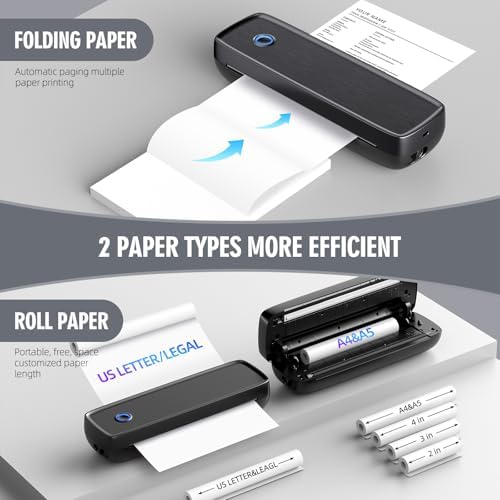 Portable Thermal Printer, Wireless & Bluetooth Mini Inkless Printer for Travel, Office, Home, Supports 8.5x11inch, Compatible with iPhone, Android, Laptop - Image 3