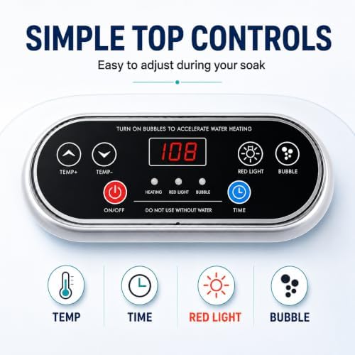 RIGHTMELL Foot Soaking Tub with Heat, Red Light, Bubble Spa & Timer - Image 6