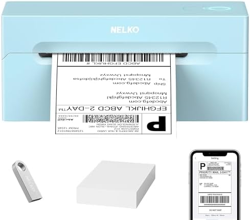 Nelko Bluetooth Thermal Shipping Label Printer, 4x6 Thermal Label Printer by NELKO