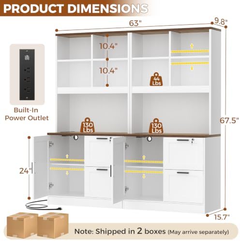 Homieasy Vertical File Cabinet Bookcase with Printer Stand & Outlet, 2 Pack - Image 3