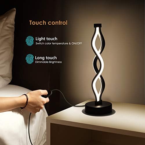 NUÜR Black Infinity Spiral LED Table Lamp, Dimmable Bedside Lamp - Image 4