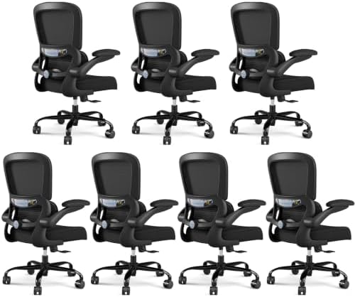 TRALT Office Chair - Ergonomic Desk Chair with Adjustable Lumbar Support, Mesh Computer Chair, Executive Chairs for Home Office Comfortable Lumbar Support Black Pack of 7 by TRALT