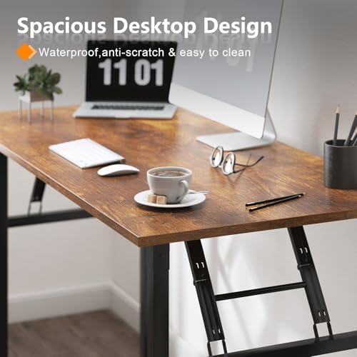 Need Office Computer Desk 62 Inch Sturdy Folding Laptop Table Retro - Image 5