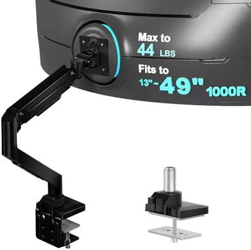 WALI Heavy Duty Monitor Arm for 13-49 inch 1000R Curved Screen, up to 44lbs by WALI