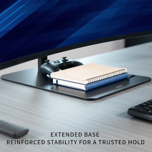 VIVO Freestanding Dual Vertically Stacked Ultra-Wide Monitor Desk Stand, Extra Tall Heavy Duty Adjustable Mount for 2 Ultrawide Screens up to 49 inches, 44 lbs Per Screen Capacity, Black, STAND-V202L - Image 5