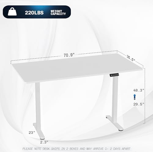 VIVO White 71 x 36 in Standing Desk, DESK-KIT-E2W7W-36 - Image 3