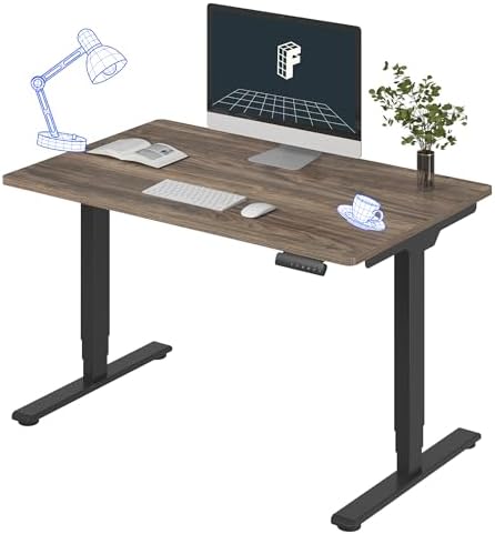 FLEXISPOT E6 3-Stage Dual Motor Electric Standing Desk 48 x 30 Sit Stand Up Desk, Holds 220 lbs, Adjustable Height w/Memory Presets, One-Piece Brown Wood Grain Desktop & Black Frame, Ships in 2 Boxes by Unknown