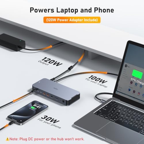 Laptop Docking Station with 120W Power Adapter,Docking Station Dual Monitor - Image 5