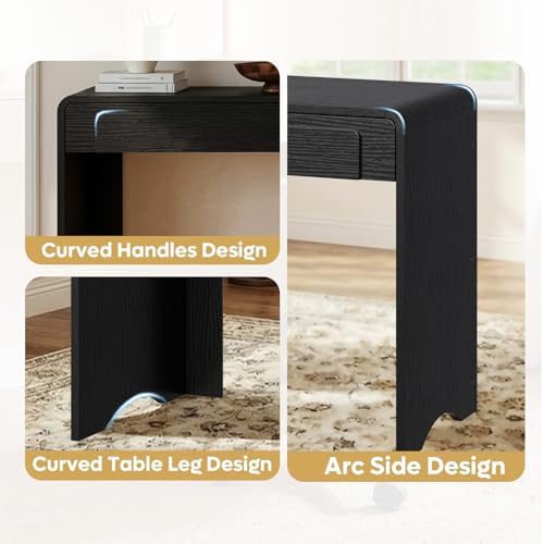 Bestier 47" Computer Desk with 2 Drawers, Modern Wood Writing Desks, Black - Image 4