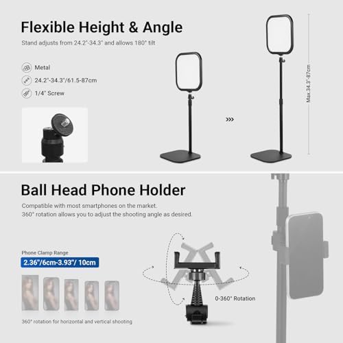 NEEWER Basics 2 Pack 10.8" Video Conference Lighting with Desk Stands/Phone Holders, 15W Bi Color Edge Lit Full Screen Light CRI95+ for Computer Laptop Webcam Zoom Calls Streaming Recording, L220 - Image 5