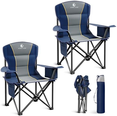 LET'S CAMP Folding Camping Chair Oversized Heavy Duty Padded Outdoor Chair by LETSCAMP