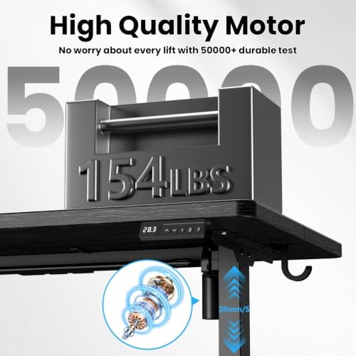 32x19“ Electric Standing Desk, Small Desk Adjustable Height Black - Image 5