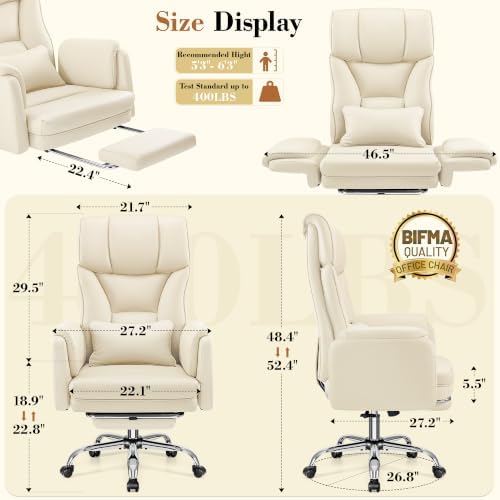 FelixKing Office Chair, Flip Armrests for Pets Criss Cross Legged, White - Image 2