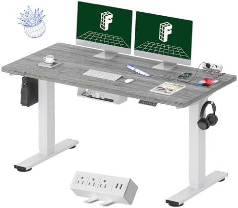 FLEXISPOT EN2 55"x28" Whole-Piece Standing Desk with Power Strip by Unknown