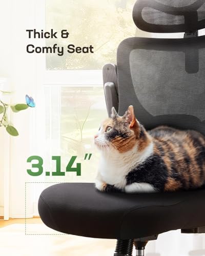 Marsail Ergonomic Office Chair: Office Desk Chair with High Back Mesh and Adjustable Lumbar Support Rolling Work Swivel Task Chairs with Wheel 3D Armrests and Headrest - Image 5