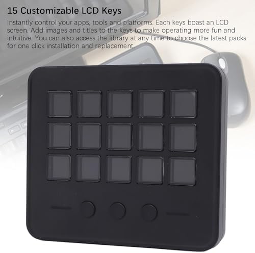 Bewinner LCD Custom Keyboard for Stream Control Deck with 15 Customizable Keys, Studio Controller Gaming Workflow Macro Keypad for OBS PC - Image 3